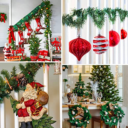72Feet/22M Christmas Garland with 24Pcs Christmas Bows and 100Pcs Christmas Berries Artificial Christmas Pine Green Garland for Tree Stairs Fireplaces Garden Decoration