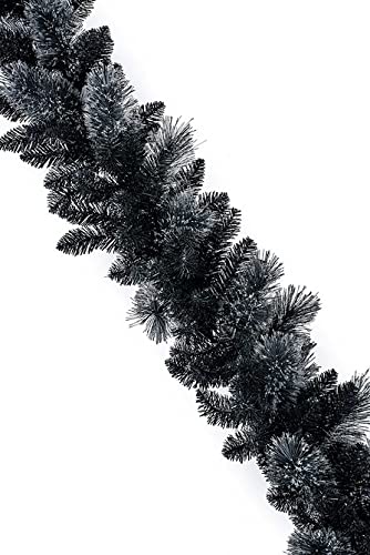 Premier Black Christmas Tree Garland Tipped with Artificial Cashmere 1.8m