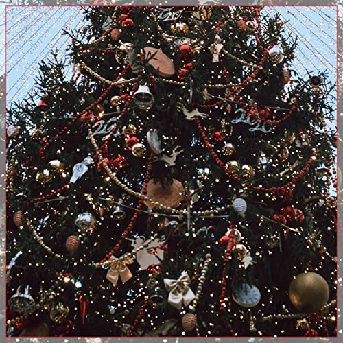 Trimming Shop 24 Feet Hanging Metallic Xmas Bead Decoration Shiny Artificial Tinsel String Pearl Chain Christmas Garland Wreath Tree Decorations DIY Art & Craft Home Party Room Gift Décor, Red