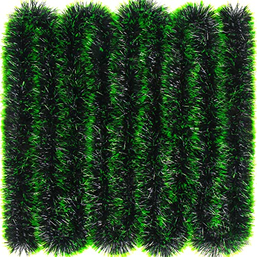 LOKIPA Christmas Tinsel Garland Decoration ，10M Green Chunky  Xmas Tinsel Garland for Christmas Tree