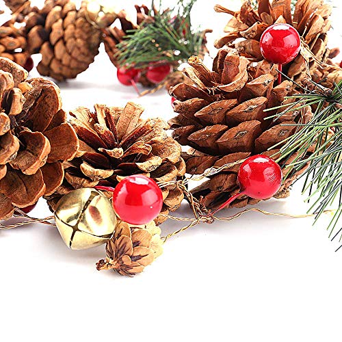 LF LOIAAFEL Christmas Garland with Lights,20 LED 6.56 FT Christmas Decorations Indoor PineCones Christmas Light,Battery Operated Wreath Christmas Decor for Home Table fireplaces Stair railings Mantel