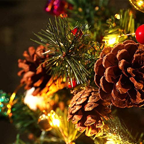 LF LOIAAFEL Christmas Garland with Lights,20 LED 6.56 FT Christmas Decorations Indoor PineCones Christmas Light,Battery Operated Wreath Christmas Decor for Home Table fireplaces Stair railings Mantel