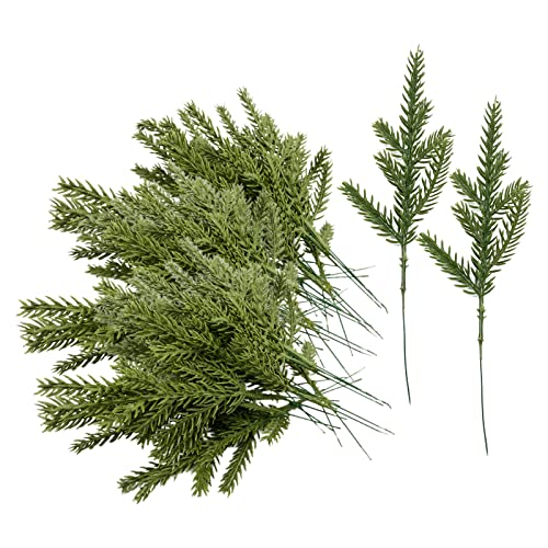 TSHAOUN 60 PCS Artificial Plants Pine Needles Branches Garland, Green Christmas Garland Decoration, Fake Green Plants Pine Needles-Greenery Pine Picks for DIY Christmas Garland Decoration (60 PCS)
