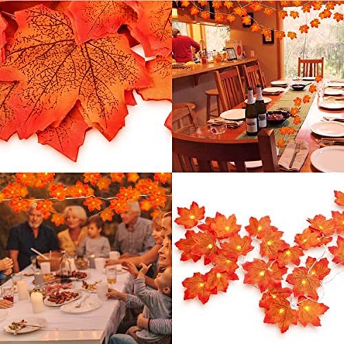 Autumn Decorations Maple Leaf Lights, 4.5M 30 LEDs Autumn Home Decor Fall Garland, Autumn Garland Maple Leaves String with Lights for Indoor Outdoor Christmas, Halloween, Thanksgiving Fall Decorations