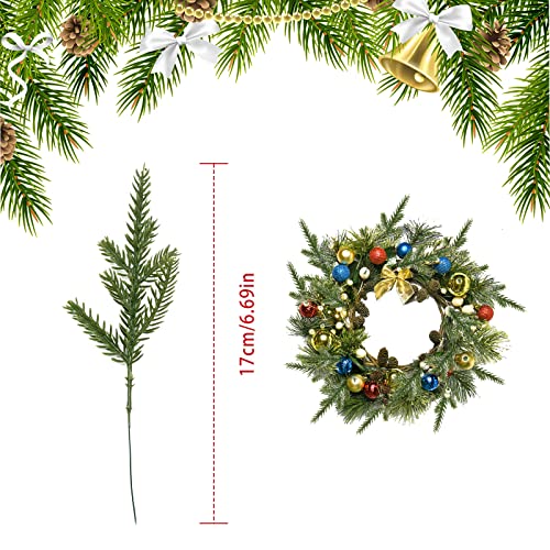TSHAOUN 60 PCS Artificial Plants Pine Needles Branches Garland, Green Christmas Garland Decoration, Fake Green Plants Pine Needles-Greenery Pine Picks for DIY Christmas Garland Decoration (60 PCS)