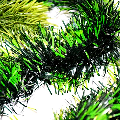 GWAWG Green Chunky Xmas Tinsel Garland 32.8ft Long Metallic Tinsel Garlands for Christmas Tree Holiday Party Decoration (Green)