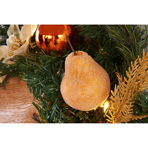 WeRChristmas Pre-Lit Decorated Garland Illuminated with 40 Warm White LED Lights, Copper/Gold, 9 feet