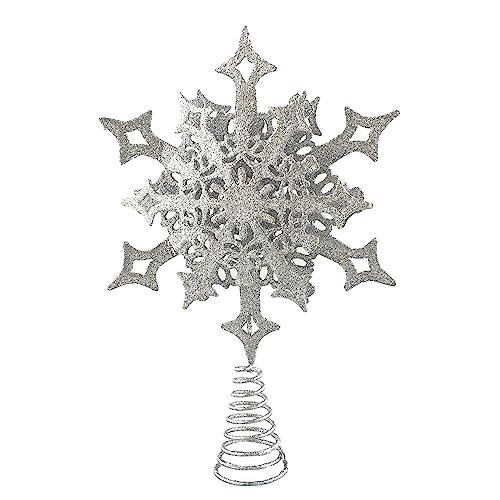 Festive Silver Snowflake Star Christmas Tree Topper