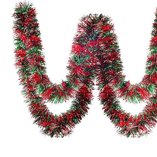 10M Christmas Decorations Tinsel Garlands Chunky Tinsel Ornament for Christmas Tree Artificial Xmas Garland Holiday Outdoor Indoor Wreath Wedding Party Supplies (Red & Green, Blue)