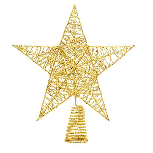 LOKIPA Glittered Christmas Tree Topper Star Treetop for Christmas Tree Home Decor (Gold)
