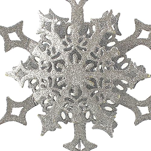 Festive Silver Snowflake Star Christmas Tree Topper