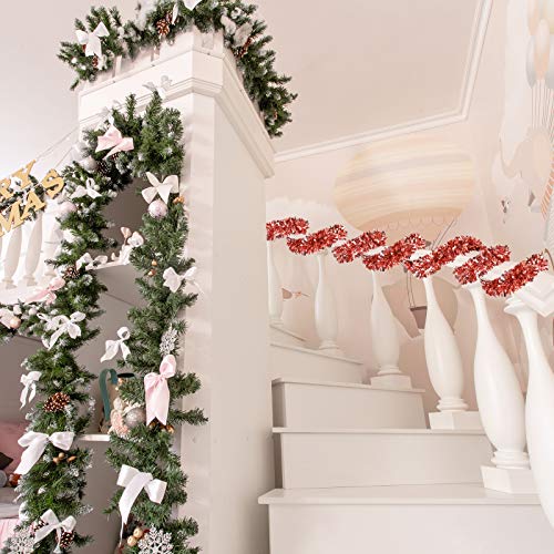 eBoot 32.8 Feet Christmas Tinsel Garland Metallic Shiny Christmas Tree Garland Thick Hanging Decorations for Christmas Party Indoor and Outdoor Decorations (Rose Gold)