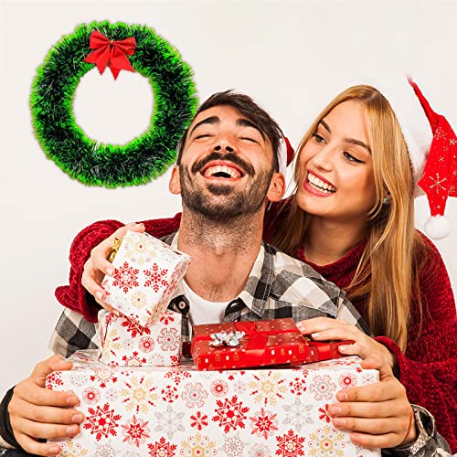 GWAWG Green Chunky Xmas Tinsel Garland 32.8ft Long Metallic Tinsel Garlands for Christmas Tree Holiday Party Decoration (Green)