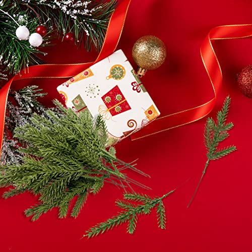 TSHAOUN 60 PCS Artificial Plants Pine Needles Branches Garland, Green Christmas Garland Decoration, Fake Green Plants Pine Needles-Greenery Pine Picks for DIY Christmas Garland Decoration (60 PCS)