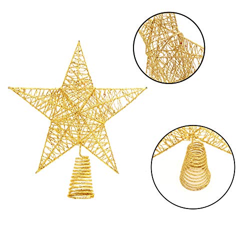 LOKIPA Glittered Christmas Tree Topper Star Treetop for Christmas Tree Home Decor (Gold)