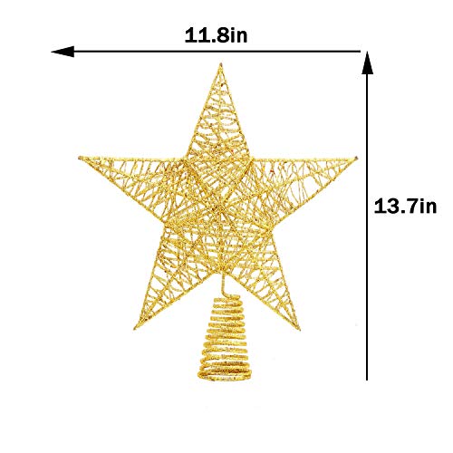LOKIPA Glittered Christmas Tree Topper Star Treetop for Christmas Tree Home Decor (Gold)