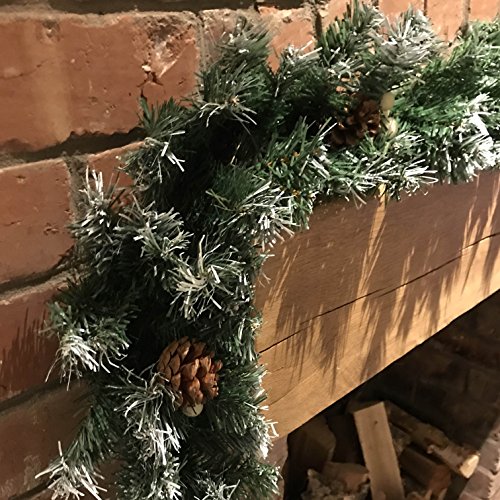 Premier 270cm (9ft) Christmas Garland Decoration Snow Tips White Berries & Cones