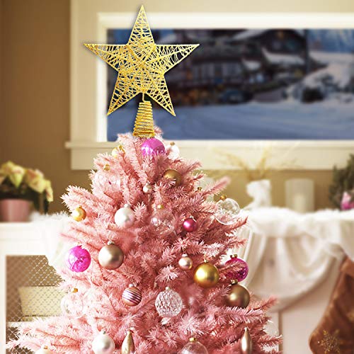 LOKIPA Glittered Christmas Tree Topper Star Treetop for Christmas Tree Home Decor (Gold)