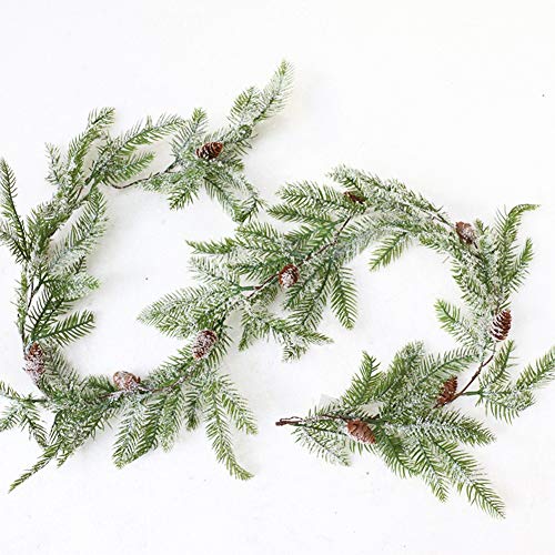 160cm Christmas Garland Decorations with Pine Cones,Artificial Red Berry Pine Needle Holiday Greenery Wreath Christmas Garlands Artificial Rattan Garland Christmas Rattan for Home Christmas Decoration