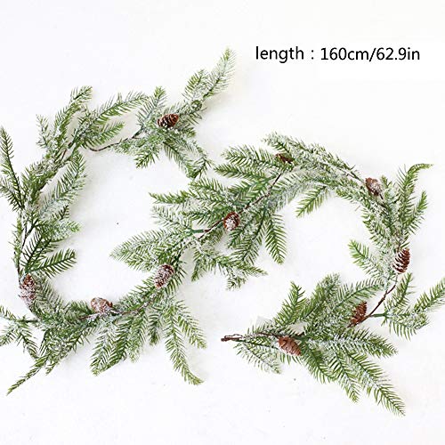 160cm Christmas Garland Decorations with Pine Cones,Artificial Red Berry Pine Needle Holiday Greenery Wreath Christmas Garlands Artificial Rattan Garland Christmas Rattan for Home Christmas Decoration