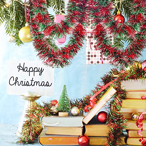 10M Christmas Decorations Tinsel Garlands Chunky Tinsel Ornament for Christmas Tree Artificial Xmas Garland Holiday Outdoor Indoor Wreath Wedding Party Supplies (Red & Green, Blue)