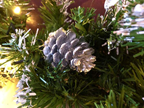 Your Home Online Pre Lit 2.7m Silver Fireplace Christmas Garland Stairs 9ft Swag Warm White Lights