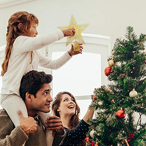 LOKIPA Glittered Christmas Tree Topper Star Treetop for Christmas Tree Home Decor (Gold)