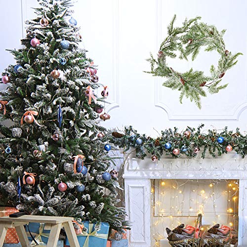 160cm Christmas Garland Decorations with Pine Cones,Artificial Red Berry Pine Needle Holiday Greenery Wreath Christmas Garlands Artificial Rattan Garland Christmas Rattan for Home Christmas Decoration