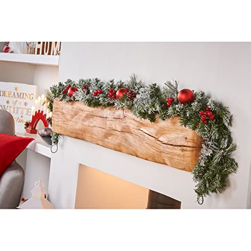 WeRChristmas Frosted Decorated Garland Christmas Decoration, 6 feet - Red