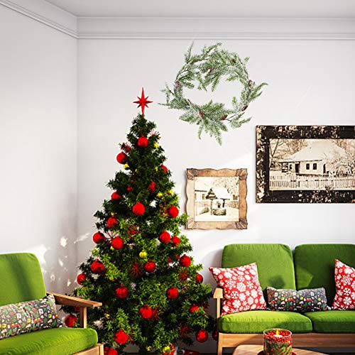 160cm Christmas Garland Decorations with Pine Cones,Artificial Red Berry Pine Needle Holiday Greenery Wreath Christmas Garlands Artificial Rattan Garland Christmas Rattan for Home Christmas Decoration