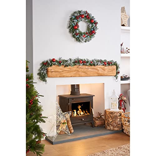 WeRChristmas Frosted Decorated Garland Christmas Decoration, 6 feet - Red