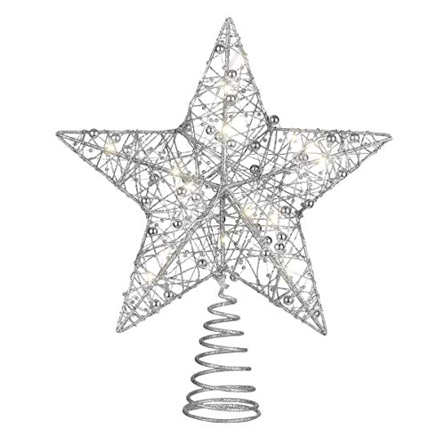 TOYANDONA Christmas Tree Topper LED Tree Topper Star Lamp Glitter Powder Treetop Light Battery Operated LED Light for Christmas Party Decoration
