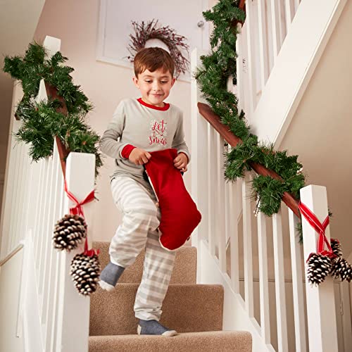 DIYDEC 50 Feet Green Christmas Garland Decoration, Xmas Artificial Vine Soft Greenery Chunky Pine Garlands for Christmas Indoor Outdoor Decorations