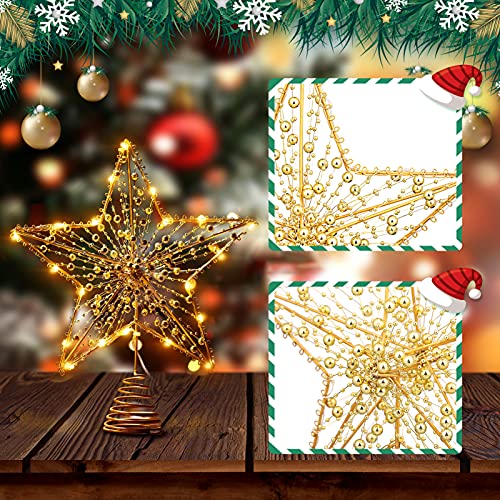 STOBOK Christmas Tree Topper Star, Gold Glitter Iron Lights Xmas Tree Top Lamp Ornament Party Home Shopping Mall Tree Decor