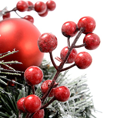 WeRChristmas Frosted Decorated Garland Christmas Decoration, 6 feet - Red