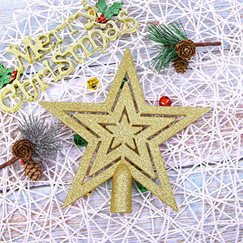 ANECO 20 cm Glitter Star Christmas Tree Topper Decoration Shatterproof Star Treetop for Christmas Tree Ornament