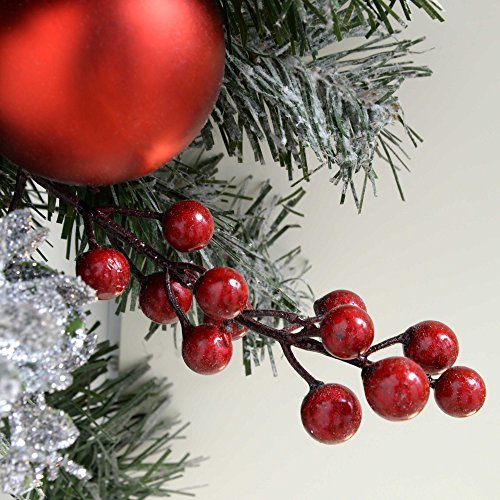 WeRChristmas Frosted Decorated Garland Christmas Decoration, 6 feet - Red