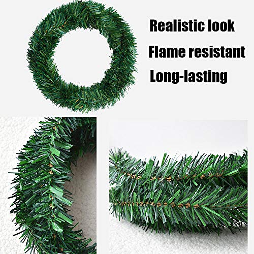 DIYASY 50Feet Christmas Garland Decorations,Non-Lit Soft Green Holiday Decor for Home Garden Artificial Greenery or Wedding Party Stairs fireplaces Decoration…