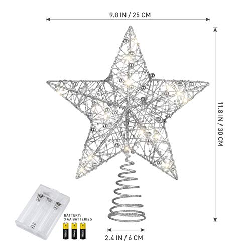 TOYANDONA Christmas Tree Topper LED Tree Topper Star Lamp Glitter Powder Treetop Light Battery Operated LED Light for Christmas Party Decoration