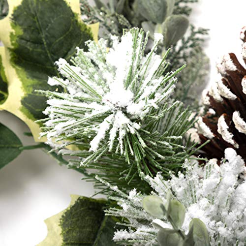 BEJOY Artificial Christmas Garland for Christmas Festival, 150cm Pine Cone Frosted Garland with Deer Antlers, Red Berries Indoor Outdoor Garden Gate Home Decor