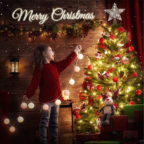 TOYANDONA Christmas Tree Topper LED Tree Topper Star Lamp Glitter Powder Treetop Light Battery Operated LED Light for Christmas Party Decoration