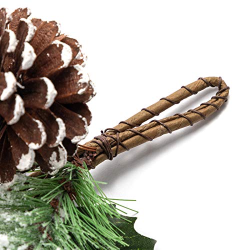 BEJOY Artificial Christmas Garland for Christmas Festival, 150cm Pine Cone Frosted Garland with Deer Antlers, Red Berries Indoor Outdoor Garden Gate Home Decor