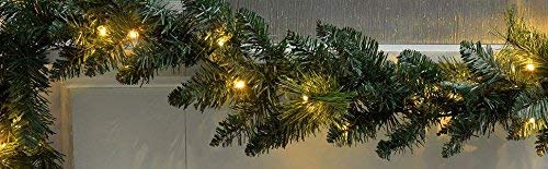 LED Pre-Lit Christmas Garland with 35 Warm White Xmas Lights Lamps with Timer Function 270 cm, 9ft