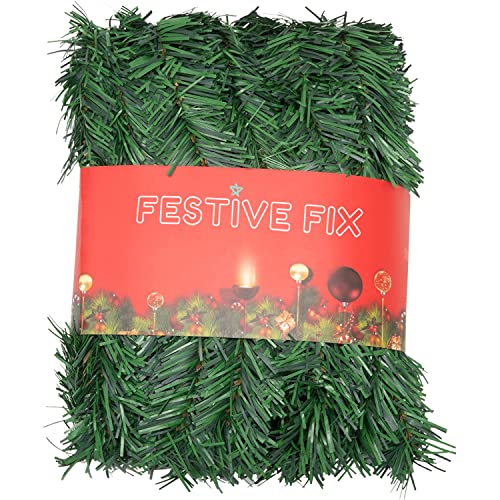 Festive Fix 52 Feet/16M Christmas Green Twist Garlands – Artificial Greenery Decor Xmas Trees Ornaments for Party Wedding Supplies | Non-Lit Tinsel Garland for Home Garden Fireplace Stair Decorations