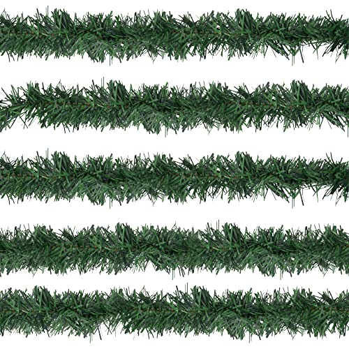 Festive Fix 52 Feet/16M Christmas Green Twist Garlands – Artificial Greenery Decor Xmas Trees Ornaments for Party Wedding Supplies | Non-Lit Tinsel Garland for Home Garden Fireplace Stair Decorations