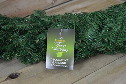 Premier 270cm (9ft) x 25cm Plain Green Christmas Garland Decoration