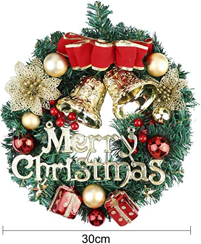 Christmas Wreath Decorations with Bells Artificial Christmas Wreath Garland Christmas Flower Garland Decorations Front Door Hanging Garland Door Wreath Flowers Christmas Window Hanging Decorations