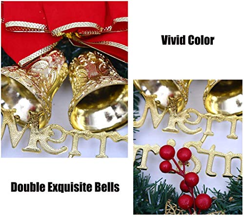 Christmas Wreath Decorations with Bells Artificial Christmas Wreath Garland Christmas Flower Garland Decorations Front Door Hanging Garland Door Wreath Flowers Christmas Window Hanging Decorations