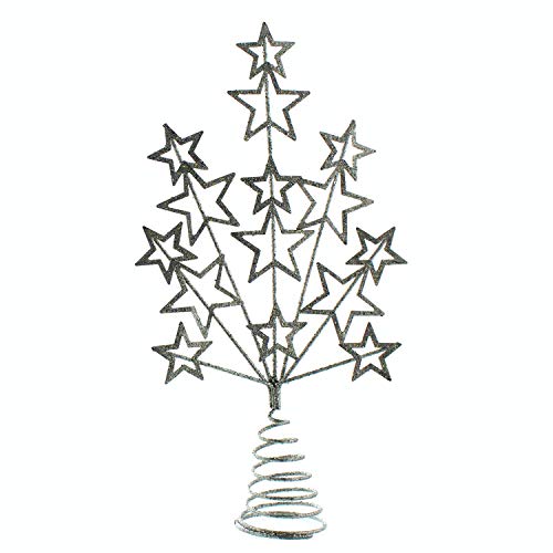 Festive Productions Star Burst Silver Glitter Tree Topper : 16cm