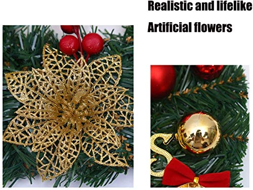 Christmas Wreath Decorations with Bells Artificial Christmas Wreath Garland Christmas Flower Garland Decorations Front Door Hanging Garland Door Wreath Flowers Christmas Window Hanging Decorations